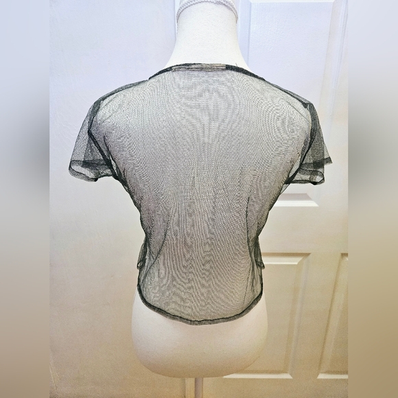 Magical Vintage NATAYA Gray Mesh Beaded Crop Blouse Top S - Picture 5 of 8